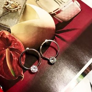 NEW: Stylish Silver CZ💎Geometric Circle Earrings